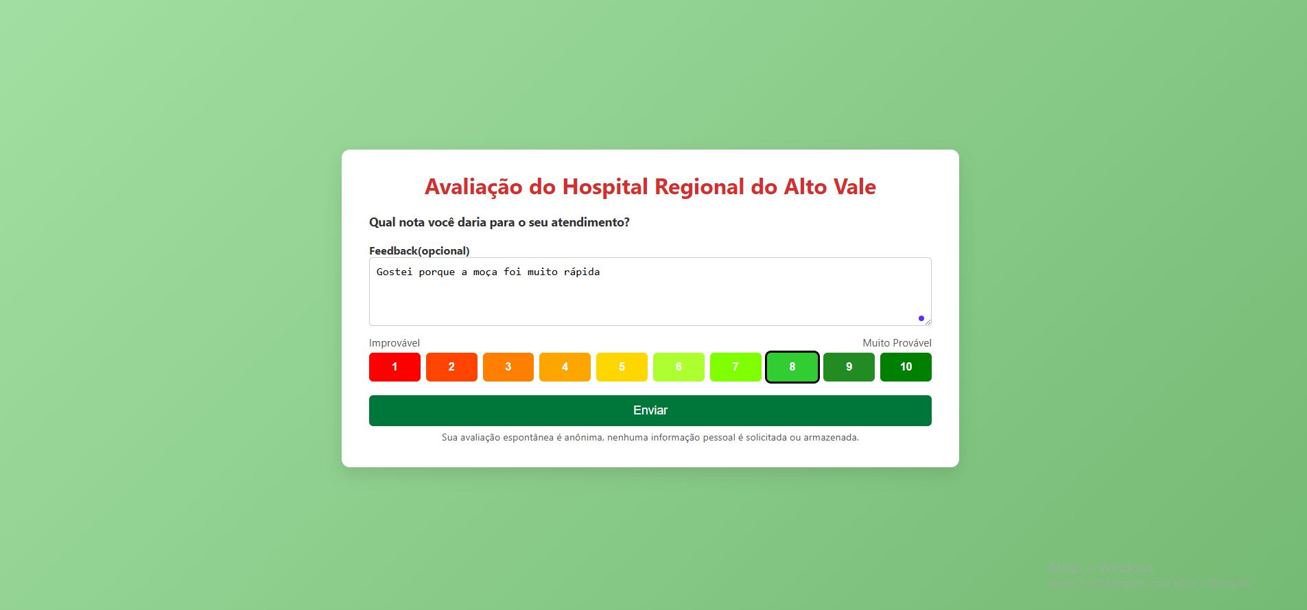 Sistema de Avaliação Hospitalar